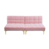 71" Convertible Sofa Bed Futon With Gold Metal Legs Teddy Fabric - 3 of 4