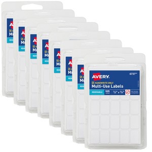 Avery Multi-Use Removable Labels, 1/2" x 3/4", White, Non-Printable, 8 Packs, 4,200 Blank Labels Total (21934) - 1 of 4