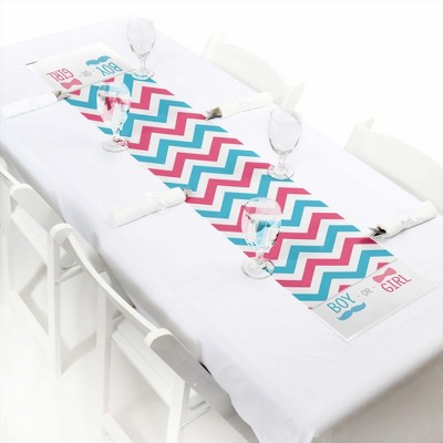 Big Dot of Happiness Chevron Gender Reveal - Petite Gender Reveal Party Paper Table Runner - 12 x 60 inches