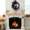 22"Halloween Wreaths for Front Door,Prelit Owl Wreath with Lighted Eyes Willow Leaves Ribbon Bow for Indoor Wall Window Fireplace Halloween Decor - 2 of 4