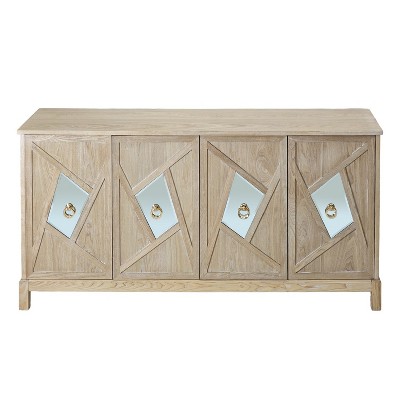 TIRAMISUBEST Modern 4-Door Cabinet with Mirrored Decorative Doors, Stylish Storage for Bedroom, Living Room, Office