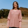 Women's Pink V-Neck Slouchy Sleeve Sweater - Cupshe - 2 of 4