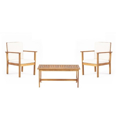 3 Pieces Outdoor Patio Furniture Set, Outdoor Bistro Set for 2, Patio Conversation Set with Table Chairs for Porch Balcony Garden Yard Poolside