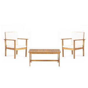3 Pieces Outdoor Patio Furniture Set, Outdoor Bistro Set for 2, Patio Conversation Set with Table Chairs for Porch Balcony Garden Yard Poolside - 1 of 4