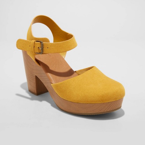 yellow clog heels
