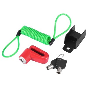 Unique Bargains Universal Motorcycle Disc Brake Lock Red with Green Rope Set 2.2" x 1.8" x 1.0" - 1 of 4