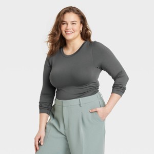 Women's Long Sleeve Seamless T-Shirt - A New Day™ - 1 of 3