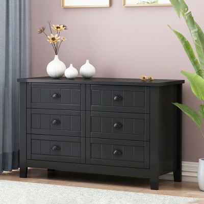 NicBex Modern 6 Drawer Dresser,Wood Buffet Sideboard with Retro Shell Handle for Dining Room,Bedroom,Living Room,Entryway,Hallway