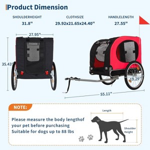 Dog Bike Trailer, Pet Cart with Quick Release Wheels & Foldable Frame, Universal Bicycle Carrier with Weather Resistant Oxford Fabric - 1 of 4