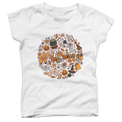 Girl's Design By Humans happy halloween greeting holiday illustration By ghinan T-Shirt