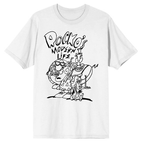Rocko’s Modern Life Rocko And Friends Line Art Men’s White T-shirt ...