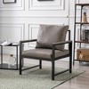 Faux Leather Accent Chair With Extra-Thick Padded Backrest And Seat, Black Powder Coated Metal Frame,265lbs Load Capacity Single Sofa - 4 of 4