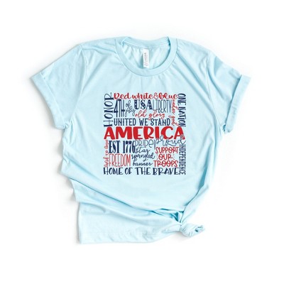 Simply Sage Market Women's America Words Colorful Short Sleeve Graphic Tee