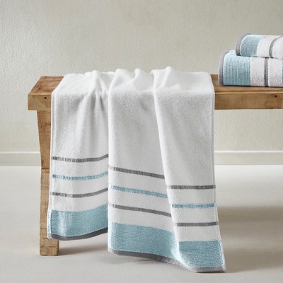 Oversized Eucalyptus and Grey Cotton Bath Sheet Set