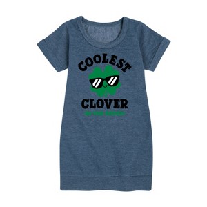 - Instant Message - St. Patrick's Day Coolest Clover in the Patch Graphic Short Sleeve Fleece Dress - 1 of 4