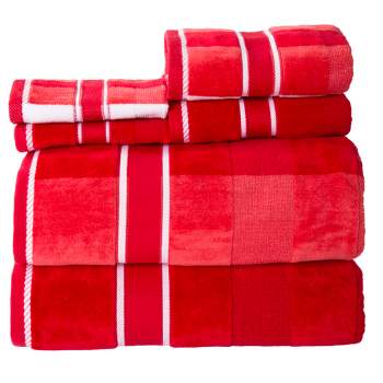 6pc Striped Bath Towel Set Red - Yorkshire Home