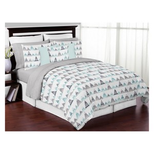 Full/Queen 3pc Mountains Comforter Set - Sweet Jojo Designs, Blue Green White
