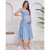 Maternity Dress Square Neck Sleeveless Smocked Ruffle Sleeve Baby Shower Photoshoot Summer Midi Dresses - 4 of 4