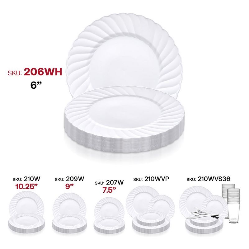 Smarty Had A Party 6" White Flair Plastic Pastry Plates (180 Plates), 5 of 7