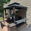 PURPLE LEAF Hardtop Grill Gazebo for Patio Permanent Aluminum Barbeque Shelter Gazebo with Ceiling Hook and Shelves Grey Outdoor BBQ Gazebo - 2 of 4