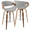 30" Mid-Century Modern Barstool with Swivel in Wood and Fabric, Set of 2 for Kitchen - 2 of 4
