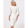 Allegra K Women's Crewneck 3/4 Sleeve Floral Lace Hidden Zipper Bodycon Dress - 4 of 4