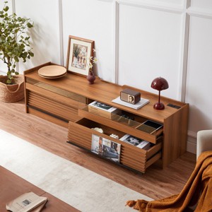 TV Stand With Storage,Modern TV Stand With Built-In Charging Ports And Ambient LED Lighting And Drawers,TV Stand For 70 Inch TV-Cuddlewood - 1 of 4