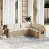vidaXL 6 Piece Patio Sofa Set with Cushions Beige Poly Rattan - Beige and Cream Without Table - 2 of 4