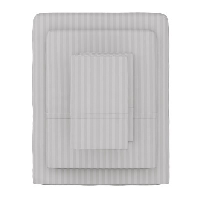 Hastings Home Queen Size Hypoallergenic Embossed 4 Piece Bed Sheet and Linen Set with Stain Resistant Fitted and Flat Sheets - Gray