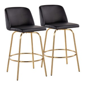 26" Contemporary 360¡ã Swivel Counter Stools with Padded Seat and Round Footrest on Metal Base (Set of 2) for Kitchen - 1 of 4