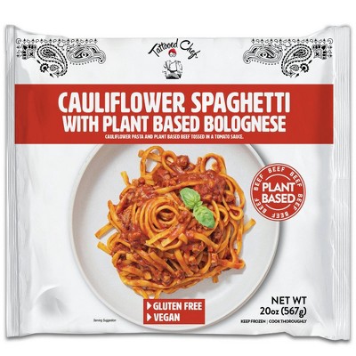 Tattooed Chef Gluten Free Vegan Frozen Cauliflower Spaghetti with Plant Based Bolognese - 20oz