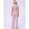 INSPIRE CHIC Women's Ruffled Short Sleeve and Long Pants Lounge Sets 2 Piece Soft Pajama Sets - 3 of 4