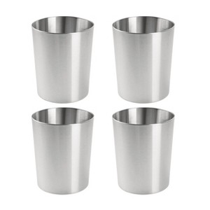 iDesign Set of 4 Stainless Steel Round Bathroom Trash Cans - Brushed - 1 of 4