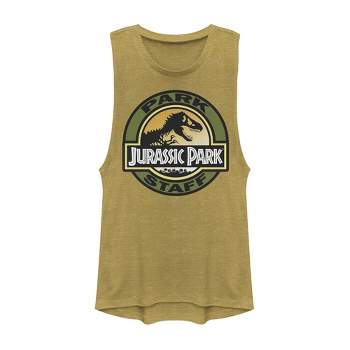 Juniors Womens Jurassic Park Staff Badge Festival Muscle Tee