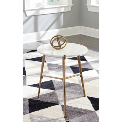 Chadton 19" Round White Marble and Gold Metal Accent Table