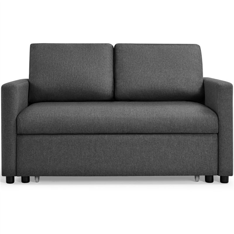 Yaheetech Convertible Sofa Loveseat with Pull-out Trundle Lounge-Dark Gray, 1 of 10