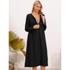 INSPIRE CHIC Women's Nursing Breastfeeding Dress Zip Front Tiered Long Sleeve Maxi Round Neck Pleated Maternity Pregnancy - 2 of 4
