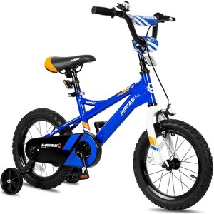 Weize Kids Bike, 14 Inch Children Bicycle for Boy Girl Toddler Age 3-5 Years Old, Blue Carbon Steel Frame with Adjustable Seat and Training Wheel - 1 of 4