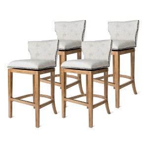 Maven Lane Hugo Low Back Kitchen Stool with Fabric Upholstered Seat, Set of 4 - 1 of 4