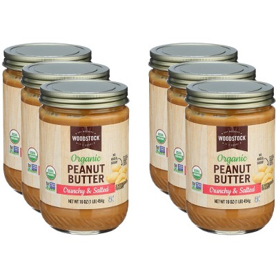 Woodstock Organic Crunchy Salted Peanut Butter - Case of 6 - 16 oz