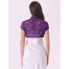 INSPIRE CHIC Women's Lace Stand Collar Pearl Button Short Sleeve Cropped Shrug - 4 of 4