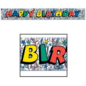 Beistle Metallic Happy Birthday Fringe Banner, 8" x 5', (2/Pkg) Multicolored - 1 of 1
