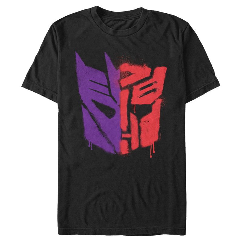 Men's Transformers Split Bot Graffiti Logo T-Shirt, 1 of 6