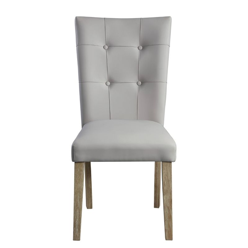 Set of 2 20&#34; Charnell PU Dining Chairs Gary/Oak Finish - Acme Furniture, 6 of 9