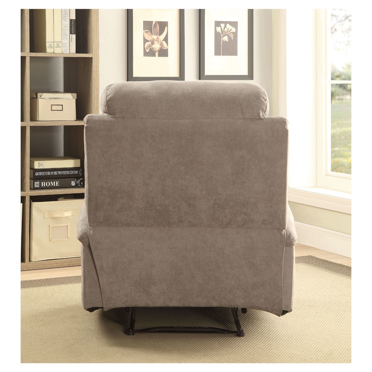 Rosia Linen Side Lever Recliner Gray - Acme Furniture: Microfiber, Side Handle, Cup Holders - thumbnail 5