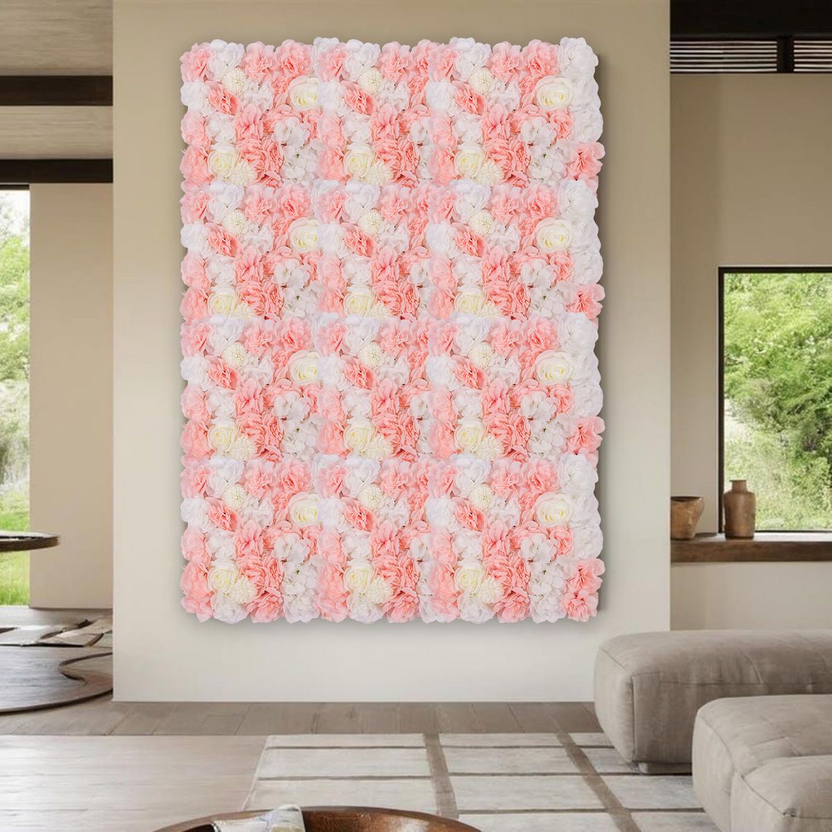 Elegant 3D Silk Artificial Rose Flower Wall Panels – Luxury Floral Backdrop for Wedding, Party, Photo Booth, Home Decor – Easy Assembly, 12-Pack - thumbnail 6
