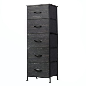 5-Drawer Tall Fabric Dresser with Wood Top, Storage Organizer Chest for Bedroom, Closet, Hallway, Sturdy Steel Frame - 1 of 4