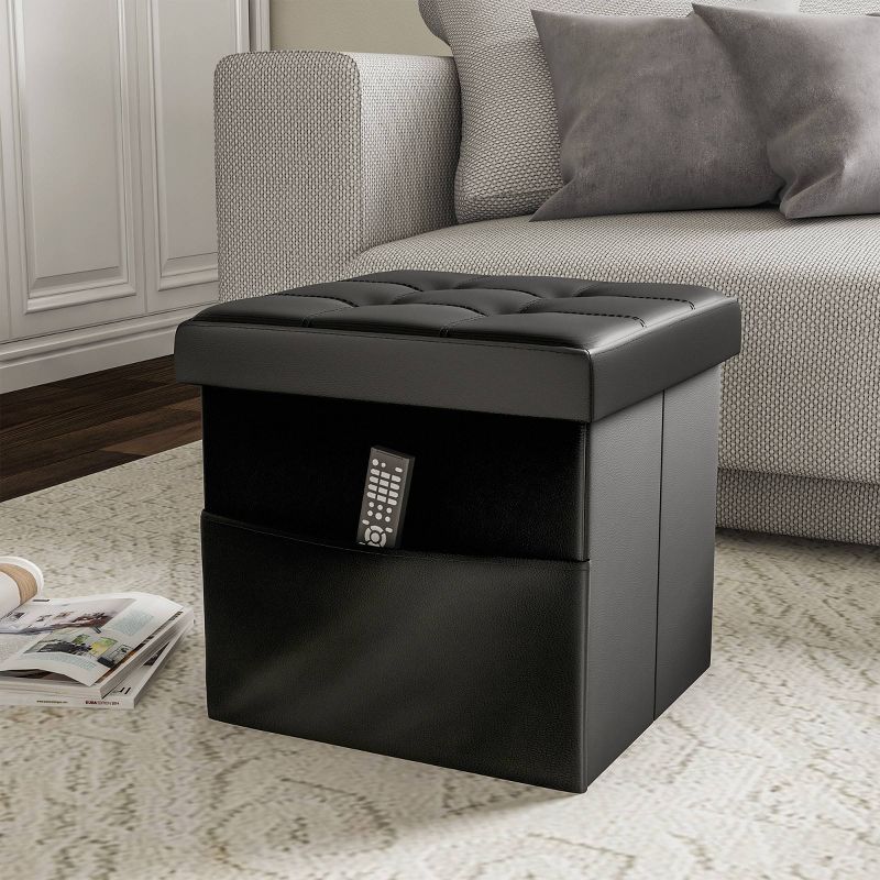 Foldable Storage Cube Ottoman with Pockets - Lavish Home, 2 of 7