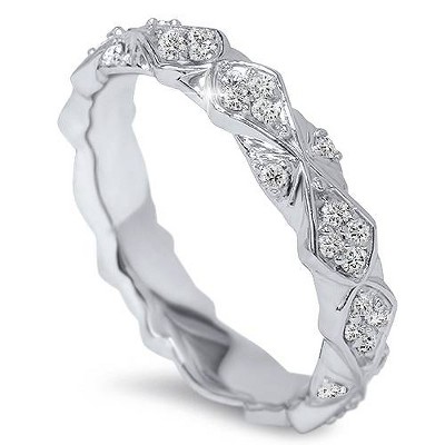 Pompeii3 1/2ct Vintage Sculptural Diamond Eternity Ring 14K White Gold