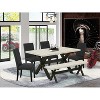 HomeStock 6-Piece Natural Oak Finish Solid Wood Top dining Table with 1-Bench and 4-Chairs - 2 of 4